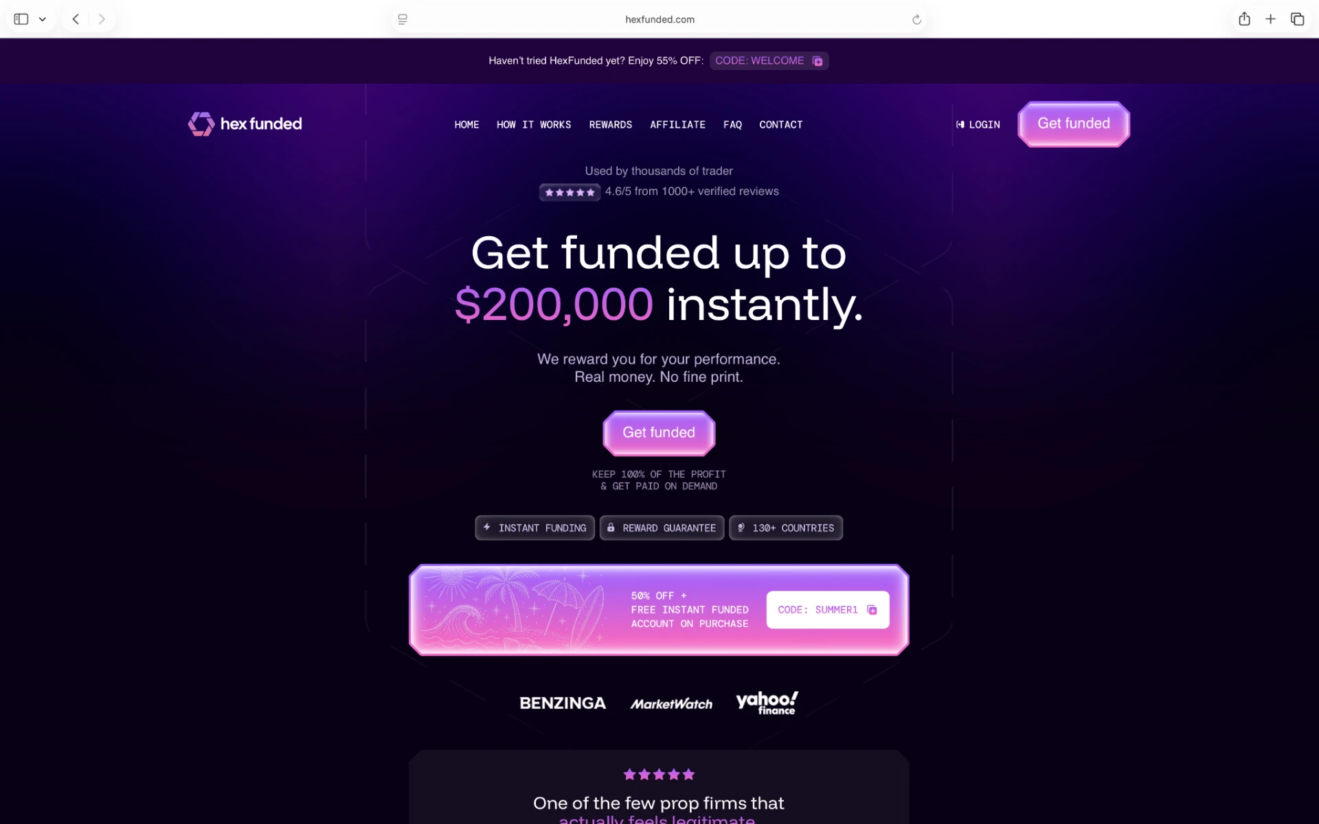 Hex Funded website design by Valencia Marketing